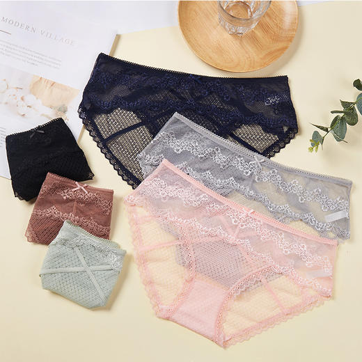 【45元5条，下单拍5】皇家丽美内裤网纱超薄款性感中腰蕾丝内裤DK5027 商品图0