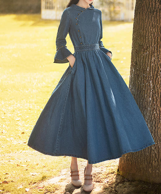 裁缝学苑 AG43文艺复古翻领收腰显瘦中长款连衣裙服装纸样裁剪图 商品图2