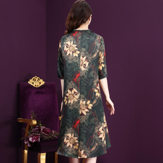 WXY-20216W夏新款圆领韩版显年轻大码真丝裙 商品图2