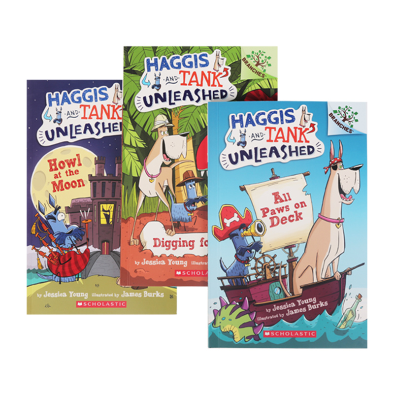 蓝思460L-550L 学乐大树Branches 全彩漫画 Haggis And Tank Unleashed 3册坦克和哈吉斯 【赠音频】
