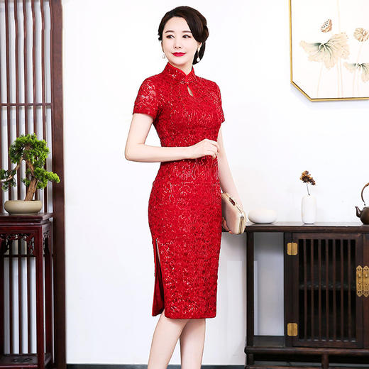 MY-92429春季新款蕾丝旗袍连衣裙 商品图1