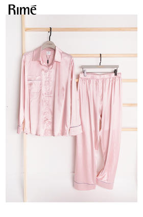轻奢缎面丝滑衬衫式两件套装家居服38168