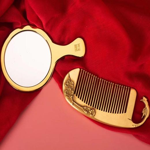 朱炳仁铜 精铜 梳齐眉套装礼盒 非遗家居铜摆件梳妆饰品 商品图0