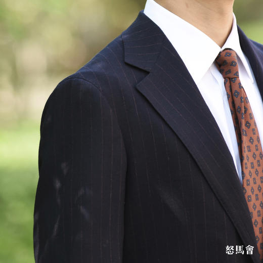 Reda ATTO Super110's 防污不易皱藏蓝色暗红条纹全麻衬套装 商品图5