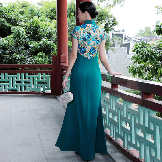 DLQ-A1248B春夏新款中国风长款复古走秀妈妈装旗袍 商品图1