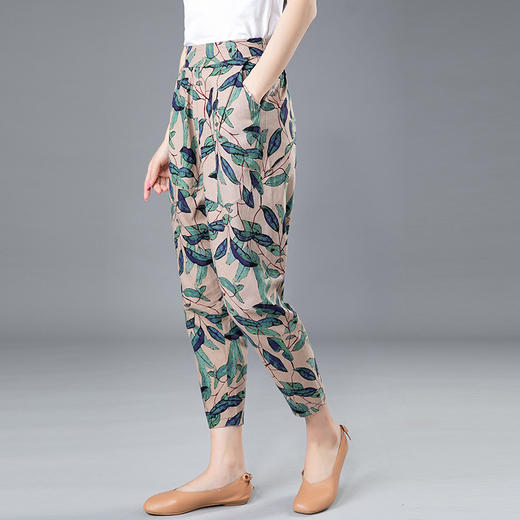 MQ-1196-2008夏季薄款韩版大码宽松棉麻印花裤子YY 商品图1