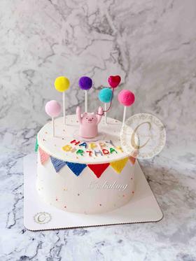 Birthday Party 欢乐小猪猪  忌廉蛋糕（默认自提，收费配送请联系客服）
