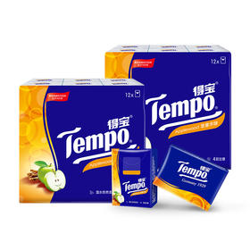 得宝（Tempo） 手帕纸苹果木味4层24包 纸巾小包便携装手帕纸餐巾纸
