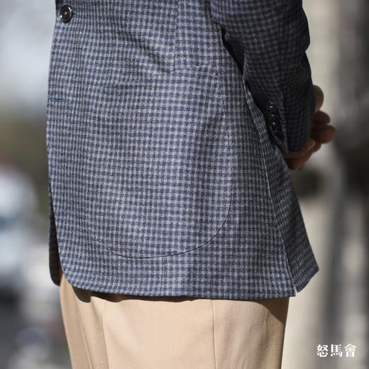 Reda ATTO Super 110's 雾霾蓝小方格纹全麻衬单西 商品图5