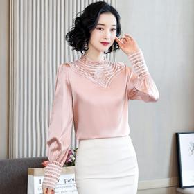 ANF-781春季新款蕾丝拼接缎面重磅上衣