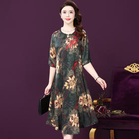 WXY-20216W夏新款圆领韩版显年轻大码真丝裙