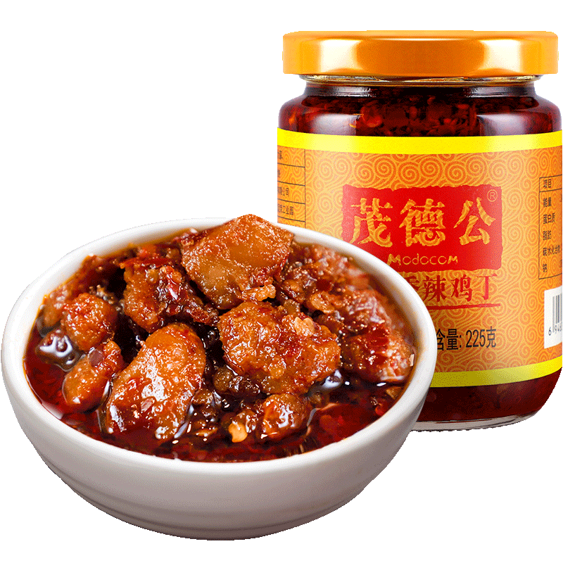 茂德公香辣鸡丁酱辣椒酱农家自制蒜蓉酱下饭菜拌饭拌面香辣酱225g