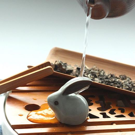 【茶道配件】原舍汝窑紫砂兔子小鹿水牛茶宠精品摆件茶玩手工哥窑开片特价包 商品图3