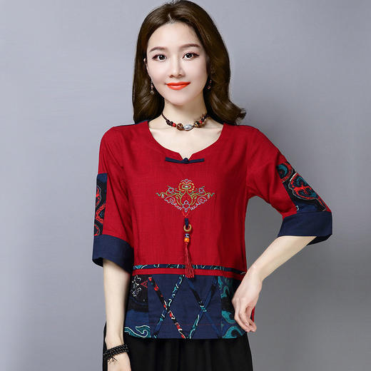 MQ-TZ1936夏装新款民族风复古棉麻洋气两件套套装YY 商品图3