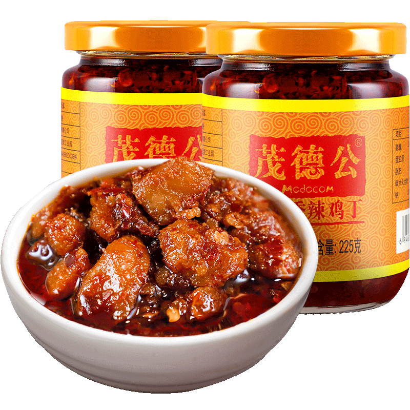 茂德公香辣鸡丁酱农家自制下饭菜蒜蓉辣酱剁椒拌饭拌面酱225g*2