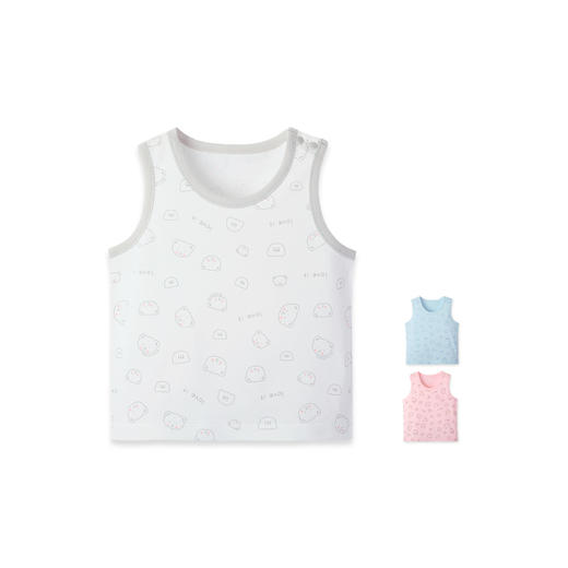 小米米童衣夏款男女宝宝背心纯棉背心无袖圆领上衣YU20508 商品图0