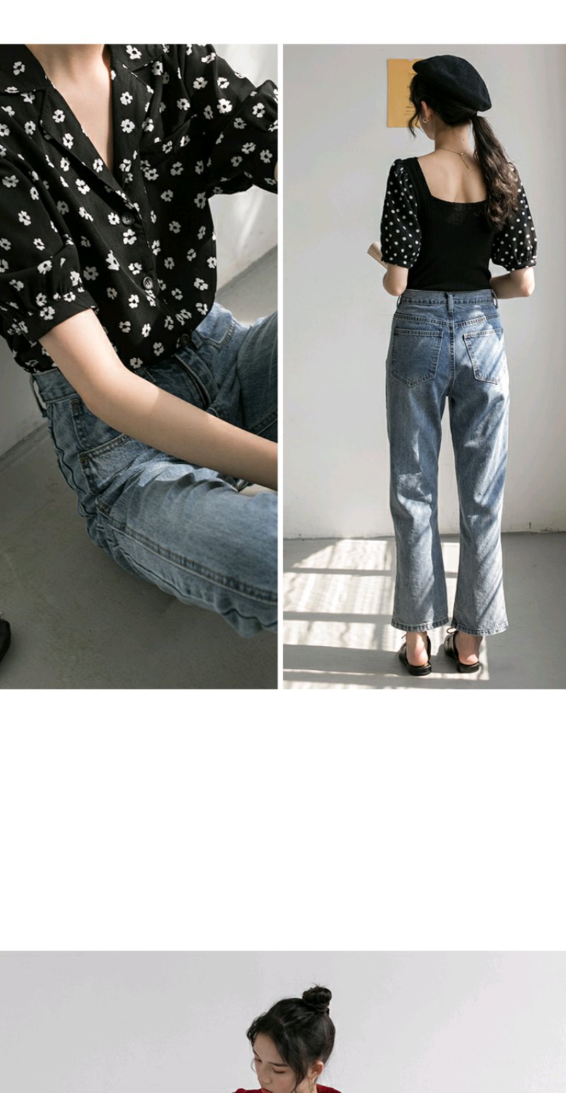 nara开叉牛仔裤女直筒宽松高腰腿粗显瘦裤子显高百搭裤2020夏季