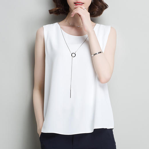 MZ-MZ3758新款女士小心机链条雪纺吊带显瘦大码外穿打底衫WY 商品图0