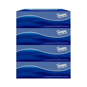 得宝（Tempo） 纸巾盒装抽纸3层90抽4盒 硬盒抽纸餐巾纸盒装