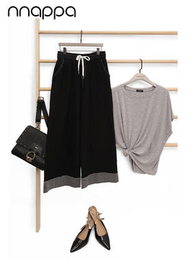 nnappa九分翻脚阔腿牛仔裤29071