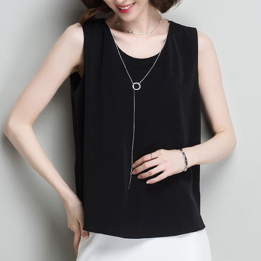 MZ-MZ3758新款女士小心机链条雪纺吊带显瘦大码外穿打底衫WY 商品图1