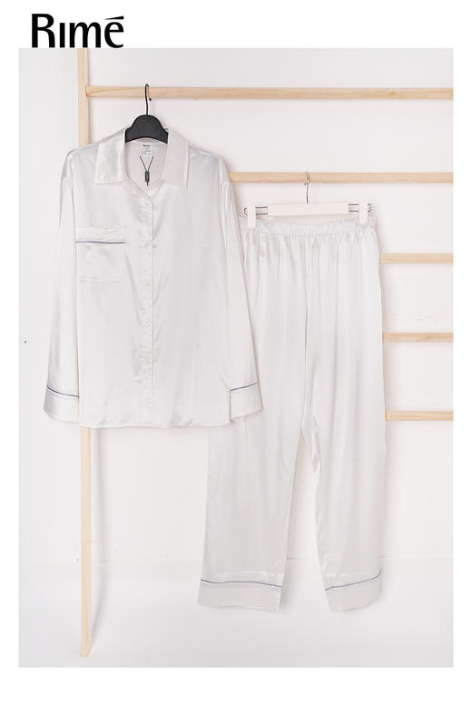 轻奢缎面丝滑衬衫式两件套装家居服38168 商品图1