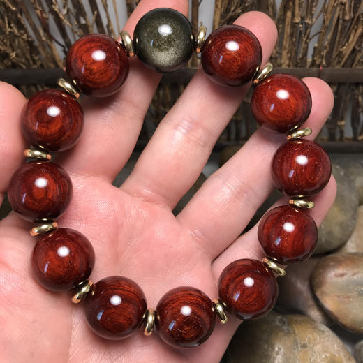 周五秒杀小叶紫檀18cm12颗45星多金星带有黑圈黑线m20