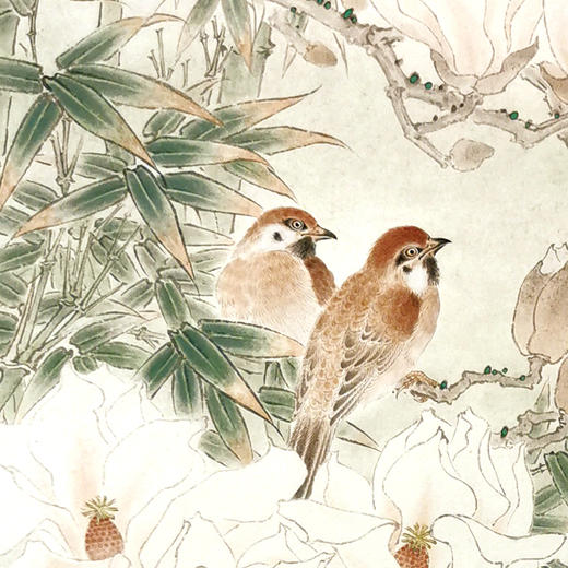 手绘国画花鸟画新中式现代简约玄关挂画卧室床头装饰画餐厅玉堂富贵