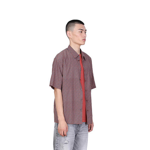 NINEWAY 九平道 021C02 港风印花短袖衬衫男休闲宽松衬衫外套 商品图1