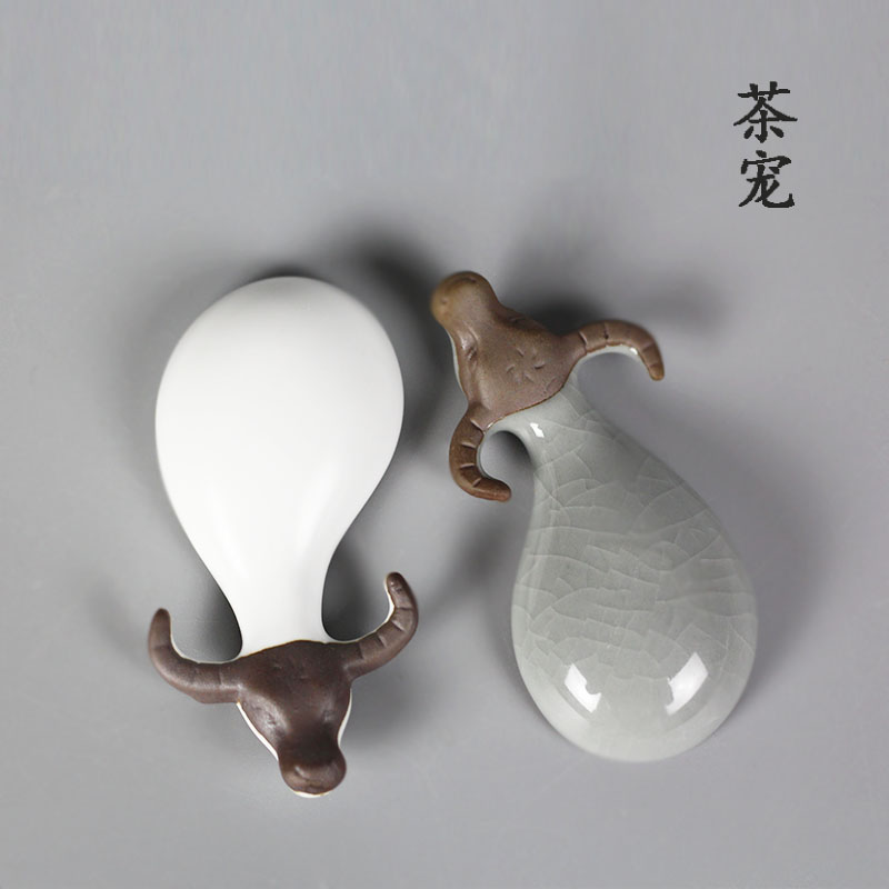 【茶道配件】原舍汝窑紫砂兔子小鹿水牛茶宠精品摆件茶玩手工哥窑开片特价包