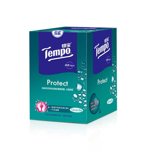 得宝（Tempo） 卫生湿巾12片/包x5包盒装 便携装湿纸巾纸柔湿巾 商品图5