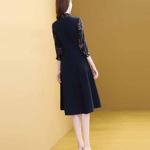 OSM-0060春夏新款polo七分袖拼接法式打底裙 商品图3