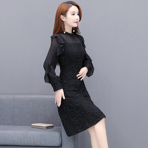 CYJH-MG20C146新款长袖小飞袖法式复古礼服连衣裙 商品图2