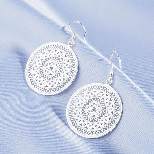 子佩集S990银太阳鼓耳环【WBEH002】花丝2004204 商品图0