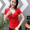 XBE-新款紧身纯色短袖t恤ins潮网红低领露背性感小衫 商品缩略图2