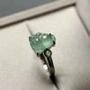 高冰种晴水翡翠金蟾戒指18k白金沙弗莱石镶嵌 商品缩略图3