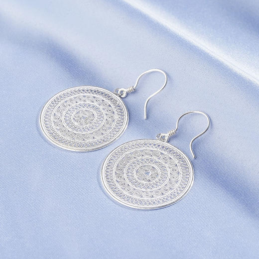 子佩集S990银太阳鼓耳环【WBEH002】花丝2004204 商品图1