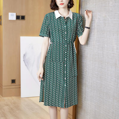 GG 79822 抽绳中长款新款印花桑蚕丝连衣裙 商品图1