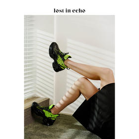 【下架】设计师女鞋lost in echo 电镀底绑带运动鞋 黑色拼接复合网布