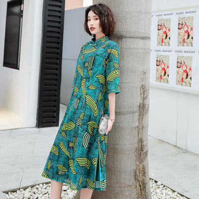 ML 3066 2020春夏新款苎麻改良旗袍裙 时尚潮流气质宽松中长款旗袍 商品图2