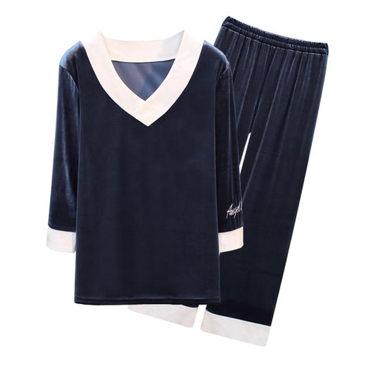 YRTC-633爆款金丝绒睡衣套装V领甜美刺绣家居服两件套WY 商品图6
