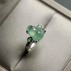 高冰种晴水翡翠金蟾戒指18k白金沙弗莱石镶嵌 商品缩略图0