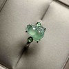 高冰种晴水翡翠金蟾戒指18k白金沙弗莱石镶嵌 商品缩略图2