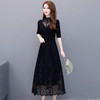 CYJH-ZP19D017修身黑色长款毛衣裙内搭打底蕾丝针织连衣裙 商品缩略图3