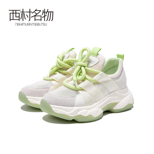 西村名物2020春季新款单鞋女老爹鞋系带休闲运动鞋圆头厚底小白鞋T20AM10621 商品图0