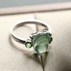 高冰种晴水翡翠金蟾戒指18k白金沙弗莱石镶嵌 商品缩略图5