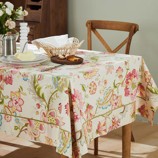 桌布美式田园桌布餐桌布艺红色曼陀罗桌布茶几布盖布 商品图2
