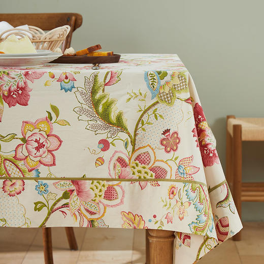 桌布美式田园桌布餐桌布艺红色曼陀罗桌布茶几布盖布 商品图1