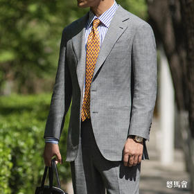 Reda ATTO Super110's 防污不易皱灰色小千鸟格全麻衬套装