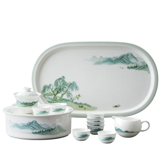 12头绿水青山骨瓷茶具套装 商品图6